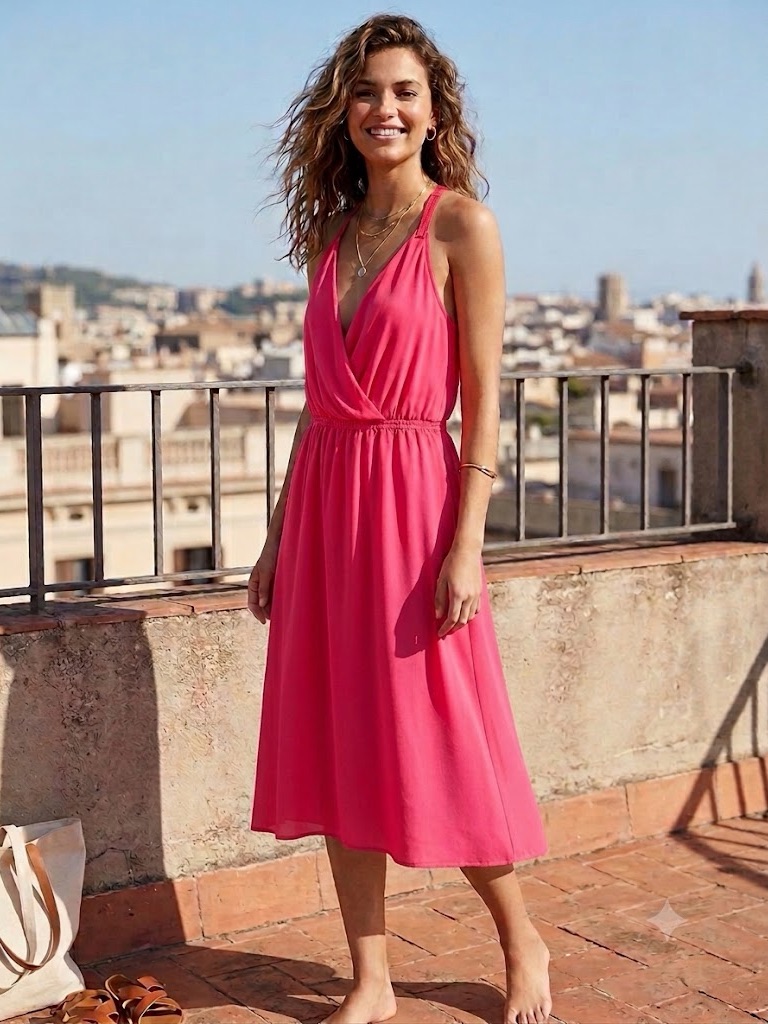 Aritzia Wilfred Chiffon Vibrant Pink Halter Surplice Mini Dress Xxs